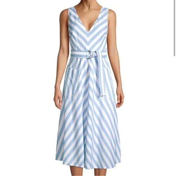 BNWOT Kate Spade Blue and White Striped Sleeveless Dress Size 4 - Picture 2 of 6
